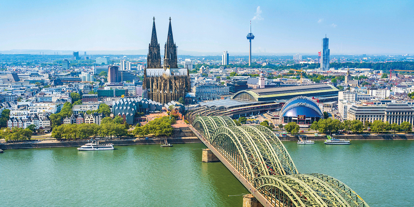River and city view of Cologne, Germany