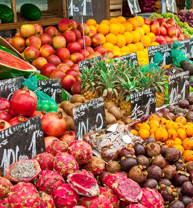 fruit market stall in the caribbean