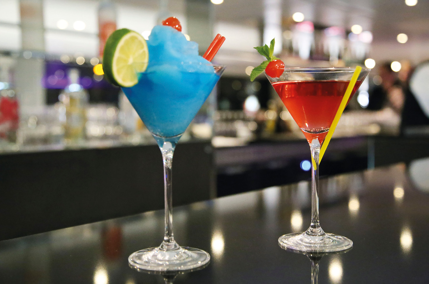 Two delicious expertly made cocktails on board a luxury river ship