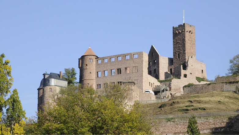 Wertheim Castle, Germany, on a bright summer day.